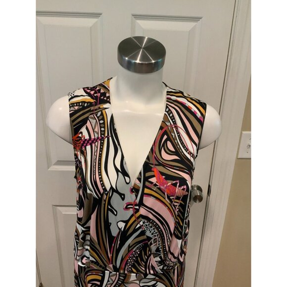 Emilio Pucci Multicolor Grasshopper Sleeveless V-Neck Dress Size 12 (US) 46 (IT) - Picture 2 of 7